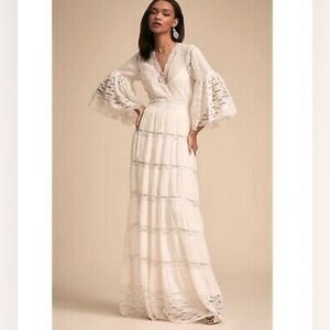 Elegant White Lace Maxi Dress Size 0